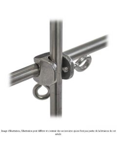 Noix de serrage Bochem, pour grillage, fonte, chromée, diam. 13 mm, angle 90°, filetage 6, vis à œil triangulaire M6/M8