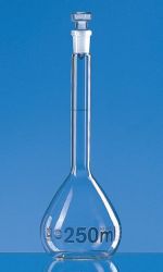 Fiole jaugée en verre borosilicaté 250 ml avec bouchon en verre