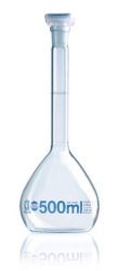 Fiole jaugée en verre borosilicaté 500 ml avec bouchon
