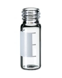 Flacon DN10 neochrom®, à filetage, 1.5 ml, en verre incolore, 32x11.6mm, avec champ d'écriture et graduation, 100 pièces