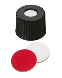 Bouchons à visser neochrom®, DN8, PP avec trou, septa silicone blanc/PTFE rouge, 1x 100 pièces