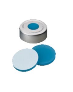 Capsules Headspace neochrom®, DN20, Alu, sécurité surpression, septa silicone bleu transparent/PTFE transparent, 1x 100 pièces 