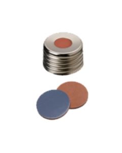 Bouchons à visser magnétiques neochrom®, DN18, avec trou, septa butyl rouge/PTFE gris, 1x 100 pièces
