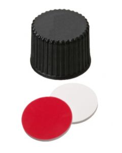 Bouchons à visser neochrom®, DN8, PP plein, septa silicone blanc/PTFE rouge, 1x 100 pièces