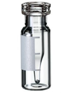 Flacon neochrom®, à sertir/à clipser, 2 ml, verre incolore, champ d'éciture, insert intégré de 300 μl, ("Fused Top"), 100 pièces